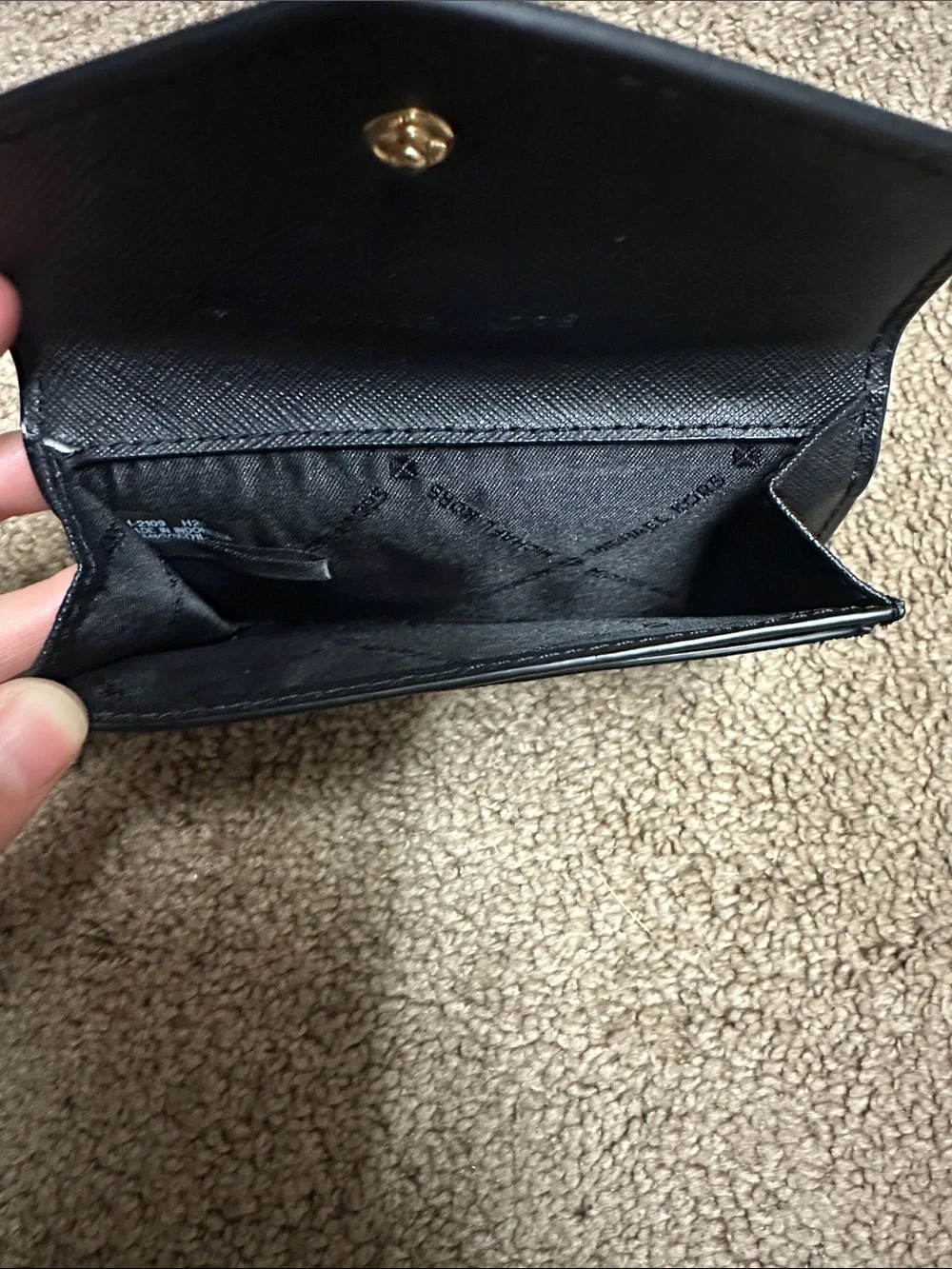 Michael Kors Black Saffiano Leather Card Case with Gold Logo